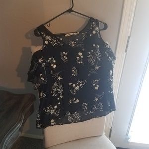Black and White flower blouse